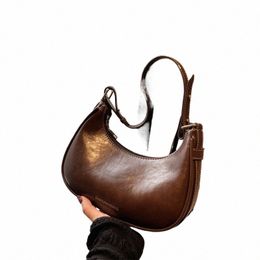 2023 Half-Mo Crossbody Bags for Women Pu Leather Saddle Bag Retro Handbags Women'S Shoulder Bag Women Purses Underarm Bag d87O#