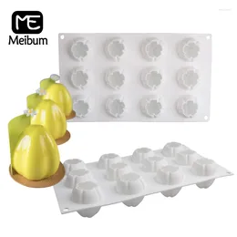 Baking Moulds Meibum Food Grade Silicone Cake Moulds 12 Cavity Tulip Bud Design Mousse Mould Pastry Tools Kitchen Party Dessert Bakeware