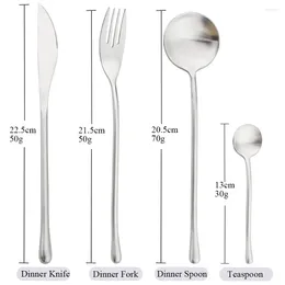 Dinnerware Sets Western Silver 304 Matte Tableware Set High Quality Stainless Steel Cutlery Knife Fork Spoon Kitchen Flatware