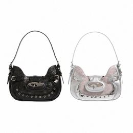 e74b Women's Shoulder Bag PU Leather Crossbody Handbag Modern Underarm Bag Suitable for Everyday Use i30L#