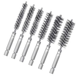 1x 8-19mm Steel Bore Wire Brush Tube Twisted Wire Cleaning Brush With Handle 1/4 Hex Shank Machinery Rust Washing Polishing Tool