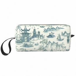oriental Pagoda Chinoiserie Vintage Temple Garden Cosmetic Bag Women Large Capacity Makeup Case Beauty Storage Toiletry Bags q7dJ#