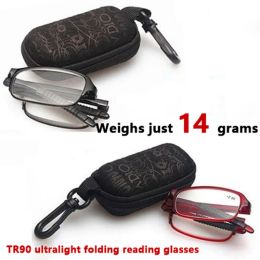 Folding Reading Glasses With Case Men Women TR90 Clear Lens Presbyopia Eyeglasses Magnifier Glasses Diopter +1.0~ +4.0