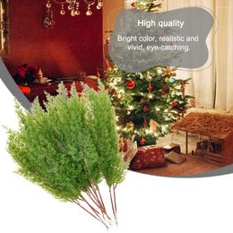 Decorative Flowers Artificial Leaves Home Office Balcony Garden Room Decor Pine Cypress Fake Leaf Plants 10pcs Accessories Durable