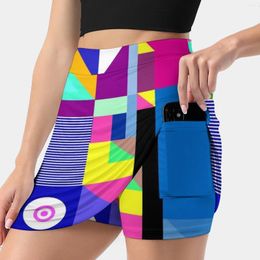 Skirts Colourful Happier Life Women's Skirt Mini A Line With Hide Pocket Colour Happy Fun Pattern Memphis Summer