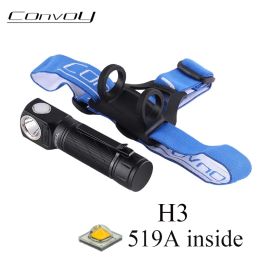 Convoy H3 Flashlight Headlight Nichia 519A R9080 Led Linterna High Power 21700 Head Lamp Flash Light Torch Type-C Headlamp