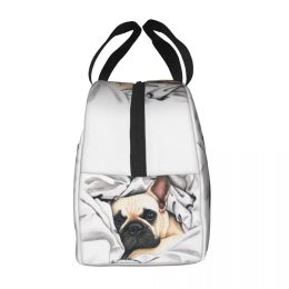 French Bulldog Lunch Bag For Work School Portable Insulated Thermal Cooler Frenchie Dog Lunch Box Women Children Warm Food Bags