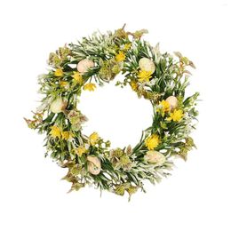 Decorative Flowers Easter Egg Flower Wreath Front Door Artificial With Colourful Eggs For Home Garden Farmhouse Holiday Decoration