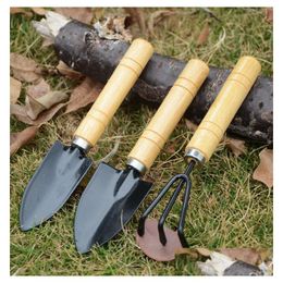 Spade Shovel 3Pcs/Set New Creative Gardening Tools Three Piece Mini Garden Small Rake Potted Plant Flowers Drop Delivery Home Ot3Td