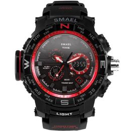 luxury Fantastic watch Outdoor Dual Display 50m Waterproof Teenage Watch Tide Male Fashion SMAEL LED Electronic Watch Multi-functi282j