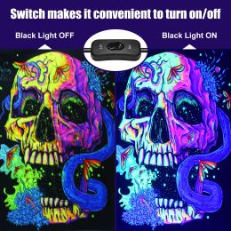 LED Black UV Light 50W Blacklight Bar Switch Light Up Glow in the Dark Party Supplies for Halloween Fluorescent Poster Stage