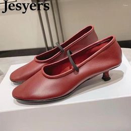 Casual Shoes Spring Autumn Genuine Leather Round Toe Kitten Heel Pumps Women Elastic Band Design Single Daily Elegant Commuting