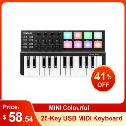 WORLDE Panda MINI II 25-Key USB MIDI Keyboard Controller USB MIDI Controller with 8 RGB Backlit Trigger Pads with RGB backlit