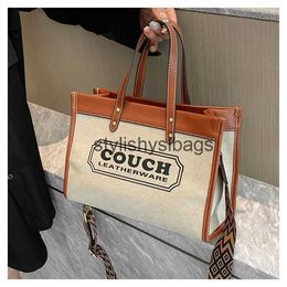 Shoulder Bags Canvas handbags womens 2023 new fashion all-match tote bag style large capacity shoulder messenger bag for woman H240330