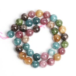 4/6/8/10mm High Qulity Tourmaline Beads Natural Stone Round Colorful Loose Beads for Jewelry Making Supplier Bracelets Accessory