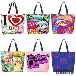 i Love Bingo Game Funny Handbags Shoulder Bags Casual Shop Girls Tote Bag for Women Folding Reusable Shop Bags Y8cU#