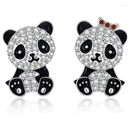 Stud Earrings Panda Animal With Crystal Cubic Zirconia Accessories For Women Daily Wear Fashion Contracted Jewellery