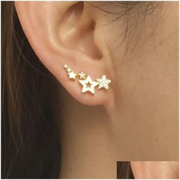Ear Cuff Simple Stylish Star Women Shiny White Crystal Exquisite Versatile Female Drop Earring Fashion Jewellery Delivery Earrings Dhmqa
