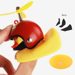 Duck Toy Car Ornaments Yellow Duck with Propeller Helmet Car Dashboard Decor Squeaking Glowing Rubber Duck Toys for Adults Kids
