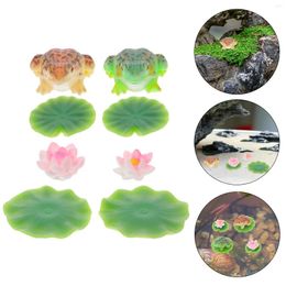 Garden Decorations Small Landscape Ornaments Flowerpot Decor Outdoor Lotus Cute Adorable Moss Frog Lovely Statue Model