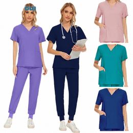 multicolor Unisex Short Sleeved Phcy Nurse Uniform Hospital Doctor Workwear Oral Dental Surgery Uniforms Medical Scrubs Sets 87Rx#