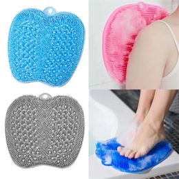 Bath Mats Shower Foot Wash Mat With Anti-Slip Suction Cup Spa Brush For Cleaning And Exfoliating Feet 28 28cm