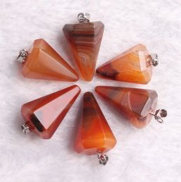 Carnelian Crystal Pendants Natural Stone Red Agates Pillar Necklace Pendants Healing Bullet Pendulum Decor Craft Jewellery Making