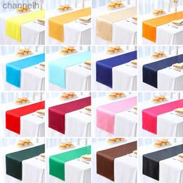 Table Runner 10pc Satin Runners For Home Banquet Wedding Party Supplies Dining Decoration chemin de table Multicolor yq240330