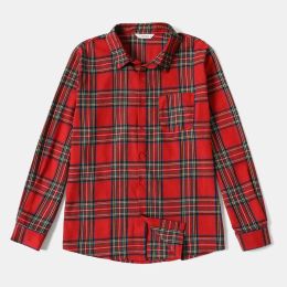 PatPat Christmas Family Matching Outfits Mosaic Red Stripe Plaid Dresses Shirts Rompers Long-sleeve Family Matching Looks Sets