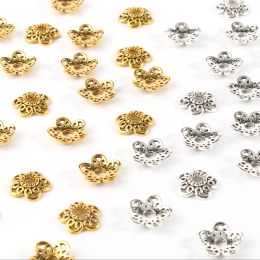 20pcs/lot Tibetan Silver Color Metal Beads Cap Flower Spacer Bead End Caps For Jewelry Making Supplies Accessories DIY Bracelet