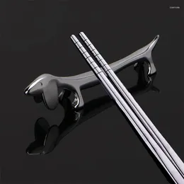 Chopsticks Lovely Little Dog Holder Rest Metal Craft Stainless Steel Decoration