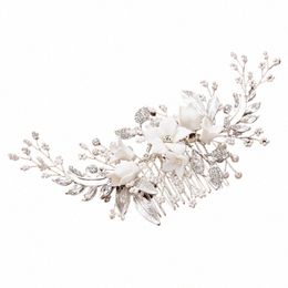 fi Gold Sier Color Pearl Hair Jewelry Handmade Crystal Hair Comb Wedding Bridal Accories Luxury Hair Ornaments Women I7Ok#