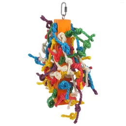 Other Bird Supplies Colourful Sisal Rope Chewing Foraging Toys Birdcage Pendant Parrot Accessories Wooden Birds