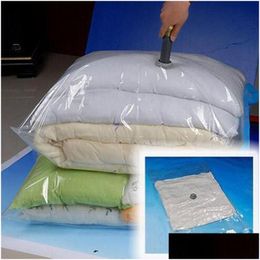 Storage Bags Home Vacuum Space Saver Bag Compressed Organiser Clothing Air Pump Seal For Organising Cupboard Wardrobe Drop Delivery Ga Dh8Ka