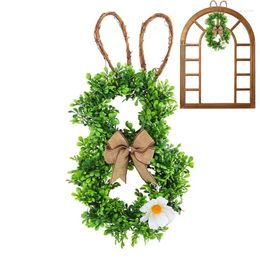 Decorative Flowers Easter Wreath Natural Rattan Door With Bow White Wreaths For Front Outside Hanger