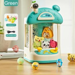 Mini Claw Machine Arcade Claw Game Machine Toy with Music Mini Vending Machine Toy 4 Dolls 3 Capsule for Kids 6 Years Old and Up
