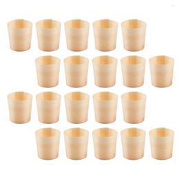 Disposable Cups Straws 40 Pcs Cup Round Water Kitchen Biodegradable Wood Mugs Drinking Glasses Portable Salad Holder Coffe Wooden Drinks