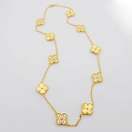 10 Diamant-Klee-Halskette aus 18 Karat Gold für Damen, Blumen-Halskette, hochwertige Designer-Halskette aus 18 Karat Gold