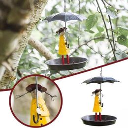 Other Bird Supplies Feeder Creative Metal Hanging Feeders Chain Girl For Outdoor Gardening Exterior Decoration Flying Birds Food Tool