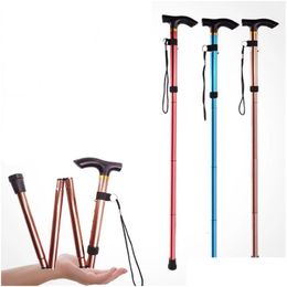 Trekking Poles Sticks Walking Stick Hiking Trail Tralight 4 Section Adjustable Canes Aluminium Alloy Folding Drop Delivery Sports Outdo Otet9