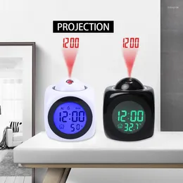 Table Clocks 1pcs Multi-function Creative Lazy Alarm Clock English Voice Broadcast Time Projection USB Desktop Ornaments Home