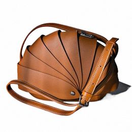 european/american fi original first layer cowhide fold shell type snail crossbody bag persality fi handbag For Women K67O#