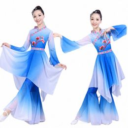 woman hanfu classical dance yangko dance female umbrella dance fan natial performance s Y0Zu#