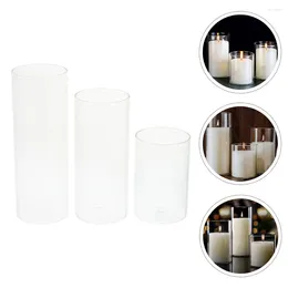 Candle Holders 3 Pcs Transparent Cup Small Clear Container Delicate Glass Tealight Holder Hollow Desktop Stand Party