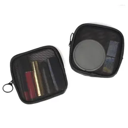 Cosmetic Bags Pocket Bag Portable Black Mesh Mini Lipstick Pouch Air Cushion Storage Headset Sundries Case