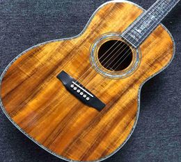 39 Inch OOO KOA Wood Acoustic Guitar Ebony Fingerboard Abalone Inlay With Pickup Electronic2143219