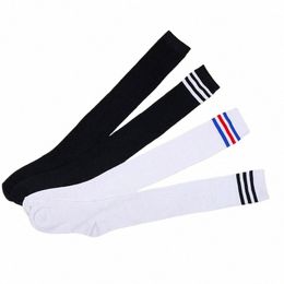 japanese School Uniforms Accories JK Girl Socks Vintage 3 Stripes Students Teenagers Over Knee Uniform Socks Cosplay Black 08JA#