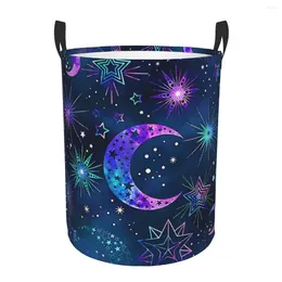 Laundry Bags Foldable Basket For Dirty Clothes Galaxy Moon Starry Star Storage Hamper Kids Baby Home Organiser