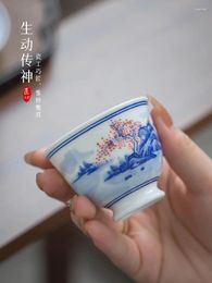 Teaware Sets Jingdezhen Hand-Painted Ceramic Tea Cup Large Size Blue And Whitelandscape Master Single For Personal Use