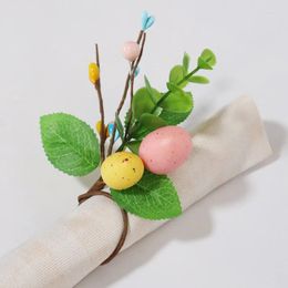 Decorative Flowers 3pcs Colorful Easter Egg Tree Branch Painting Foam Decorations Ring For Napkin Artificial Plants Home Decor Supplies